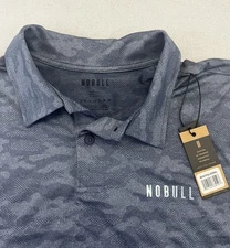 NoBull Camo Stretch Men’s Blue Gray Performance Polo Shirt, Size XL, NWT