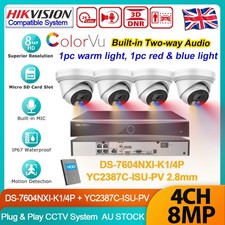 Hikvision 12MP 4CH CCTV System 4K 8MP Red&Blue ColorVu IP Camera 2-Way Audio Kit