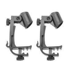 Adjustable Drum Rim Mic Clips - Microphone Mount Clamp Pack of 2 Black