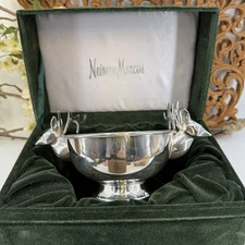 VTG Neiman Marcus Godinger Stag Deer Silver Plate Velvet Box SMLServing Dish