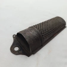 Primitive Antique Dark Tin Coffin Style Nutmeg Spice Grater Kitchen Tool 5" x 2"