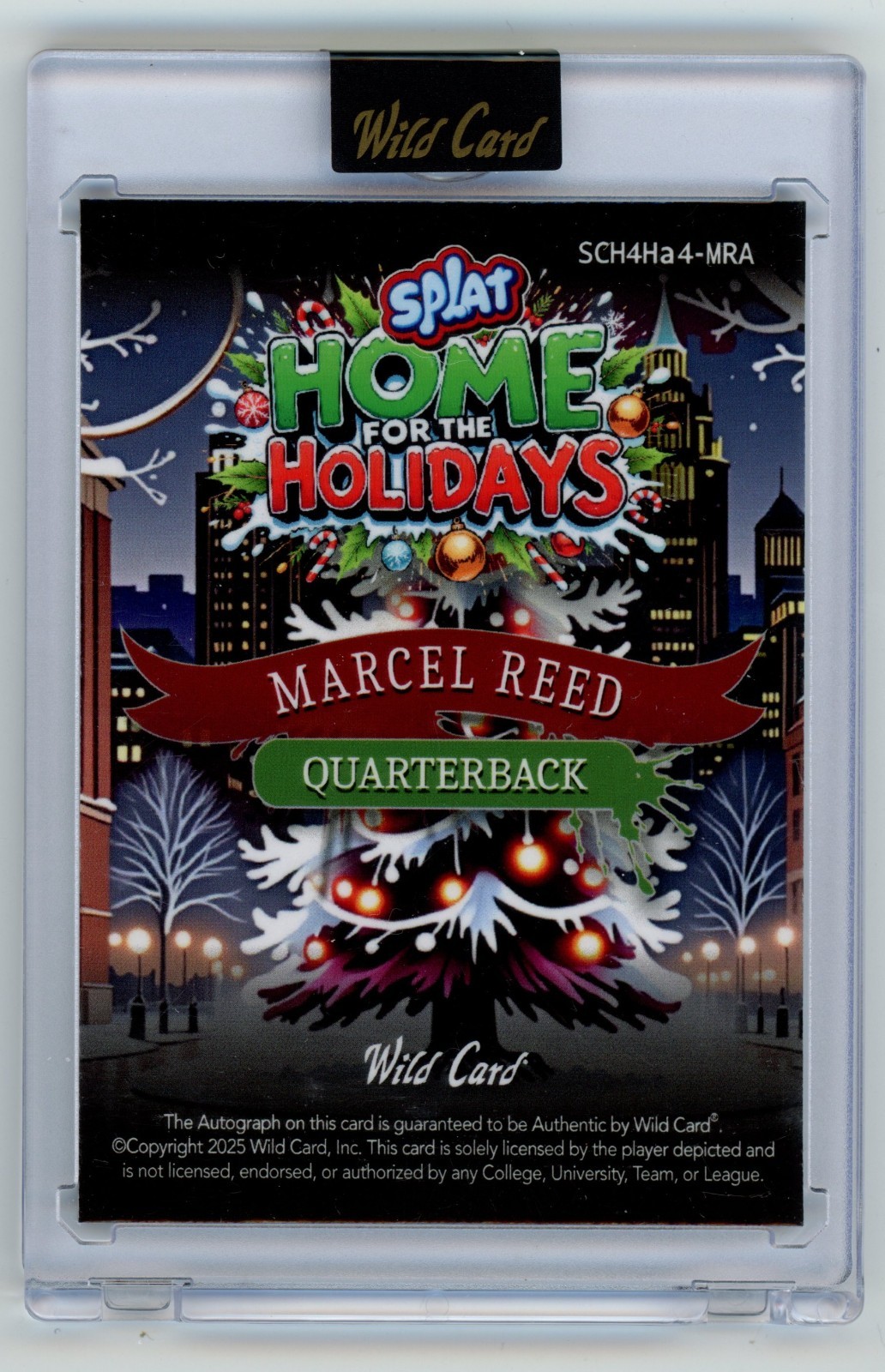 Marcel Reed 2025 Leaf Holidays Splat True 1/1 Match Auto #SCH4Ha4-MRA A&M RC view 2