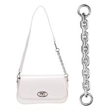 8" Acrylic Purse Chain Handbag Strap with Buckle, Silver White, 0.7" Width