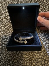 18k White SOLID Bangle for Women with diamonds Uk seller  