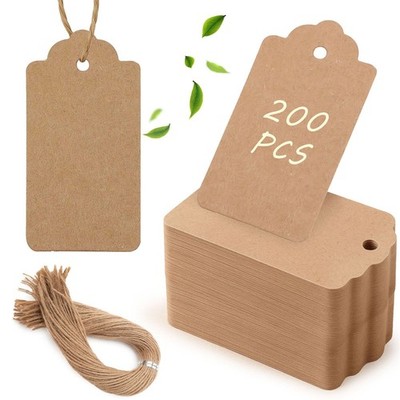 200pcs Gift Tags with String Attached, 1.6 x 2.8 inch Kraft Paper Hang Handma...