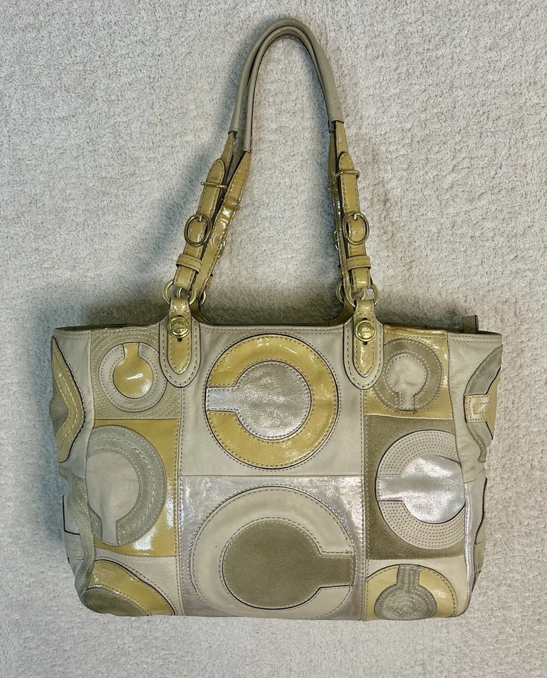 Bolso Coach Vintage Patchwork Beige Claro Gamuza Foto 4 de 4
