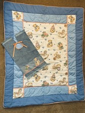 Baby Crib Blanket, Quilt, Tummy time 48" X 41" Teddy Bears and Hearts HANDMADE