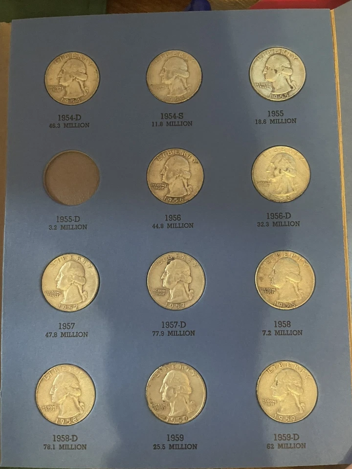 1946 to 1959 Whitman Washington Head Silver Quarter Collection # 2, 31 of 36 - Image 4 of 4