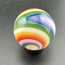 Contemporary Handmade Art Glass Marble .99" Bright Fun Swirl MIB, Rainbow Boro