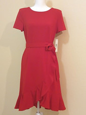 NWT Calvin Klein Women's Short Sleeve Round Neck Ruffle Skirt Dress Size 8