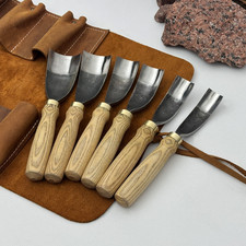 Bent Gouge Set 6-Piece Bowl Spoon Carving Hand Forged Carbon Steel Tools