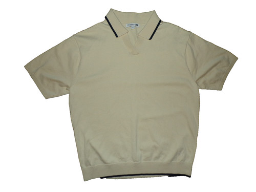 Uniqlo J.W. Anderson Knitted Polo Shirt Sweater Size Medium Mens Cream Navy Trim