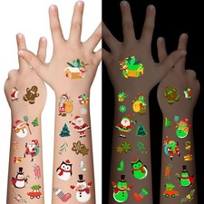 Luminous Christmas Glow in The Dark Temporary Tattoos for Kids 110 Pieces