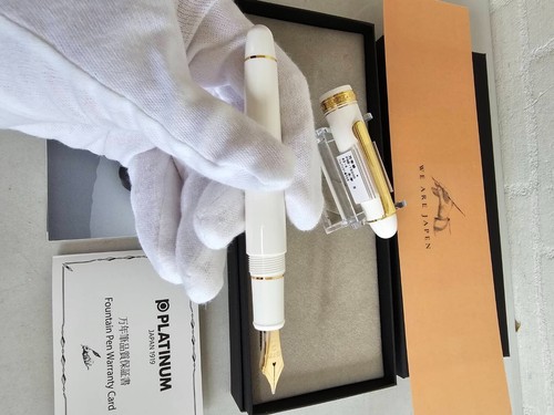 Platinum New #3776 CENTURY Fountain Pen Chenonceau White Broad Nib PNB-15000#2-4 - Picture 8 of 11