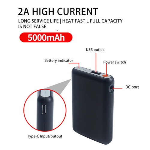 Rechargeable 5000mAh Battery For Electric heating gloves Socks Vest DC 5V/2AjI - 第 6/9 張圖片