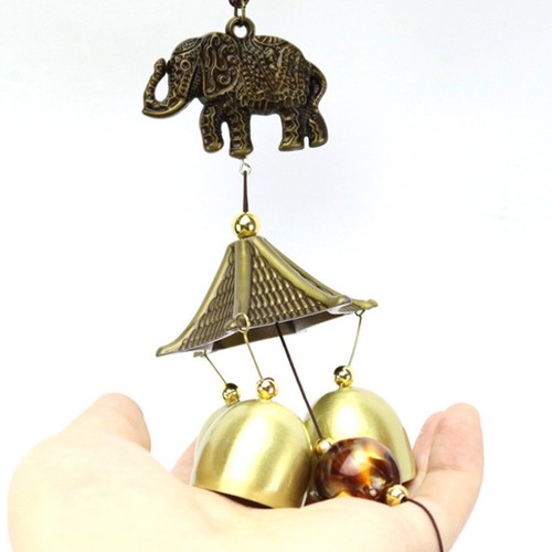Elephant Shaped Chimes Bronze Wind Bells Home Decoration Hanging Pendant - Picture 7 of 12