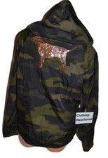 Victoria  s Secret PINK VS Camo Anorak Jacket Snap Funnel Neck Bling Hoodie XS/S