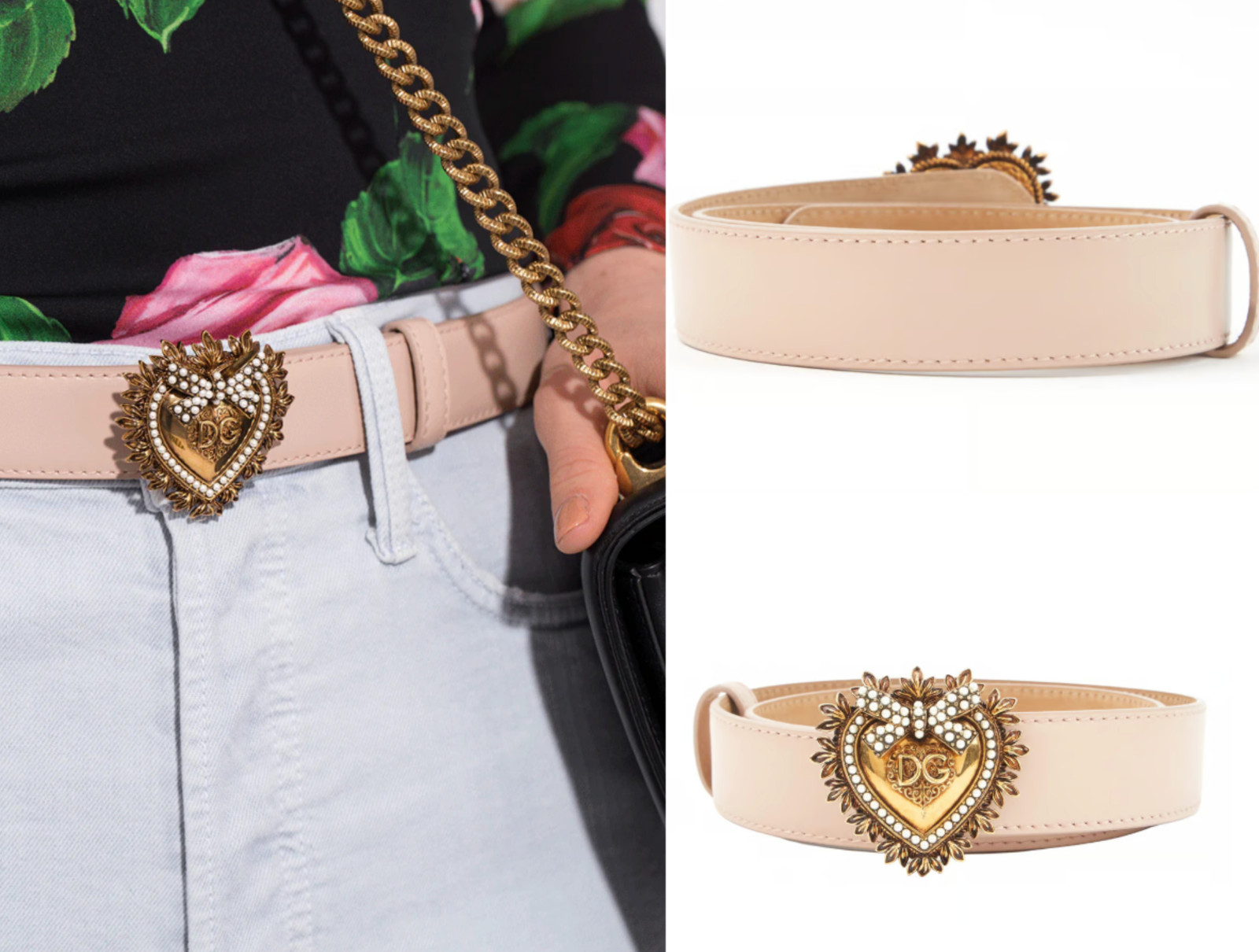 Dolce & Gabbana Devotion Buckle Belt With Embellished Heart Luxury Iconic 75