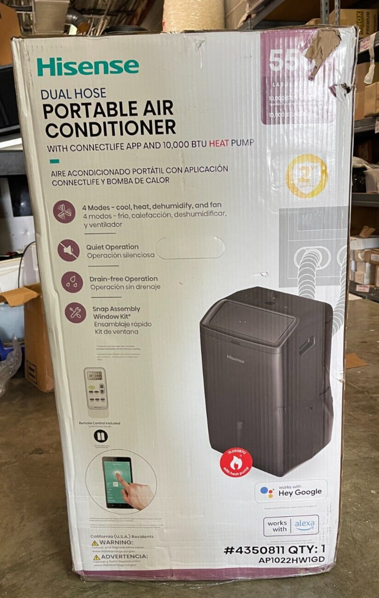 B Hisense 550 SF 10 000 BTU Portable Air Conditioner AP1022HW1GD