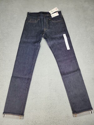 Uniqlo Selvedge Jeans Mens 28x34 Stretch Slim Fit Straight Dark