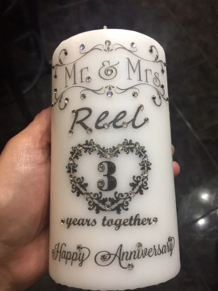 Velas personalizadas aniversario/boda hechas con cristales de Swarovski vela monograma Foto 4 de 4