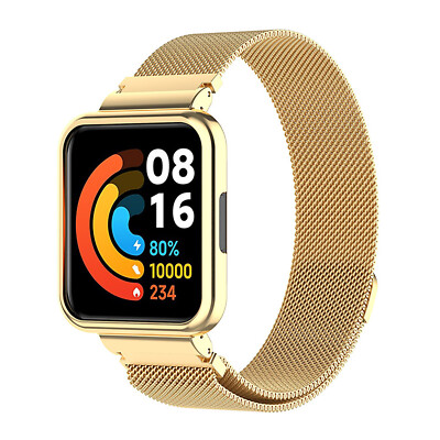 Für Redmi Watch 2 Lite Edelstahl Milanese Armband & Metall Hülle Uhrenarmband