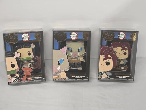 Funko Pop Demon Slayer  #24 NEZUKO #23 TANJIRO 26 INOSUKE 4" Enamel Pin Lot Of 3