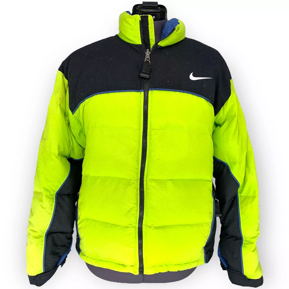 Vintage 90s Nike ACG Quilted Neon Green Puffer Down Jacket Men’s Size Medium