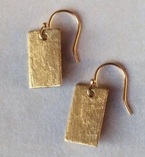 New Sundance Charm Rectangle Earrings Gold Plated Handmade Artisan Jewelry