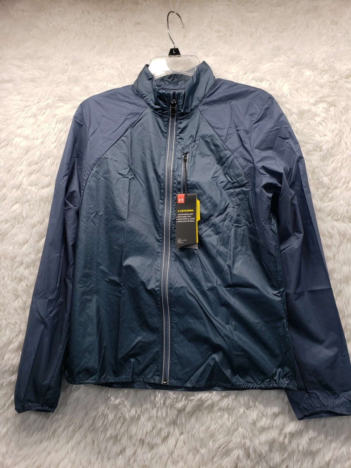 Under Armour Women's Medium Outdoor Impasse Wind Jacket 1350958 Blue Black Small
