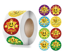 40 KIDS REWARD STICKER ENVELOPE SEALS LABELS STICKERS 1" ROUND FAST SHIPPING