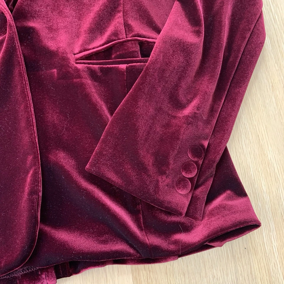 Tahari Velvet Blazer Jacket Ruby Burgundy Size Large Cocktail Holiday Party - Image 4 of 4