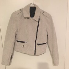 Metaphor Cropped Blazer Beige Black With Zippers Pockets Size 8