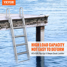 Dock Ladder Flip Up 5 Steps, 350lbs Load Capacity, Aluminum Pontoon Boat Ladder
