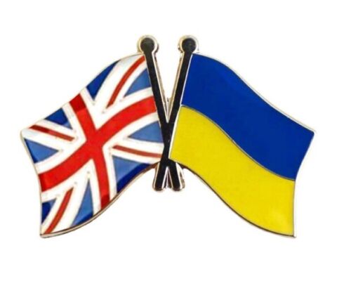 Ukraine Vereinigtes Königreich Ukrainische Freundschaft Brosche Landflagge Reversnadel Abzeichen - Bild 1 von 2