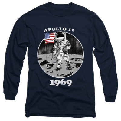 NASA Apollo 11 Long Sleeve T-Shirt Man on the Moon Navy Tee