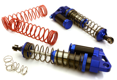 Integy Alloy 90mm Type Piggyback Shock (2) w/ Rebound Adjust: 1/10 OBM-1443BLUE