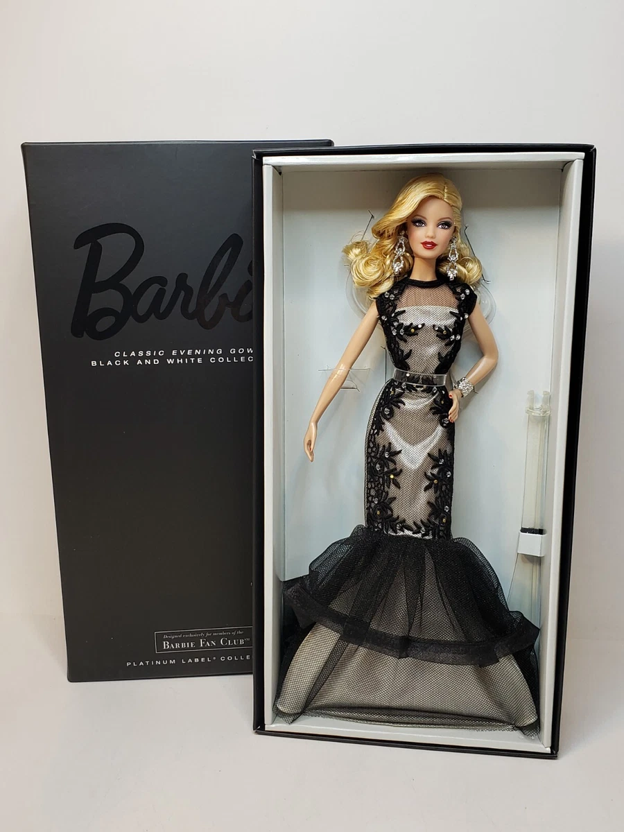 CLASSIC EVENING GOWN BLACK WHITE BARBIE DOLL BFC PLATINUM MATTEL