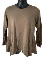 LOGO by Lori Goldstein Cotton Modal Top w/ Seaming Dark Camo Green