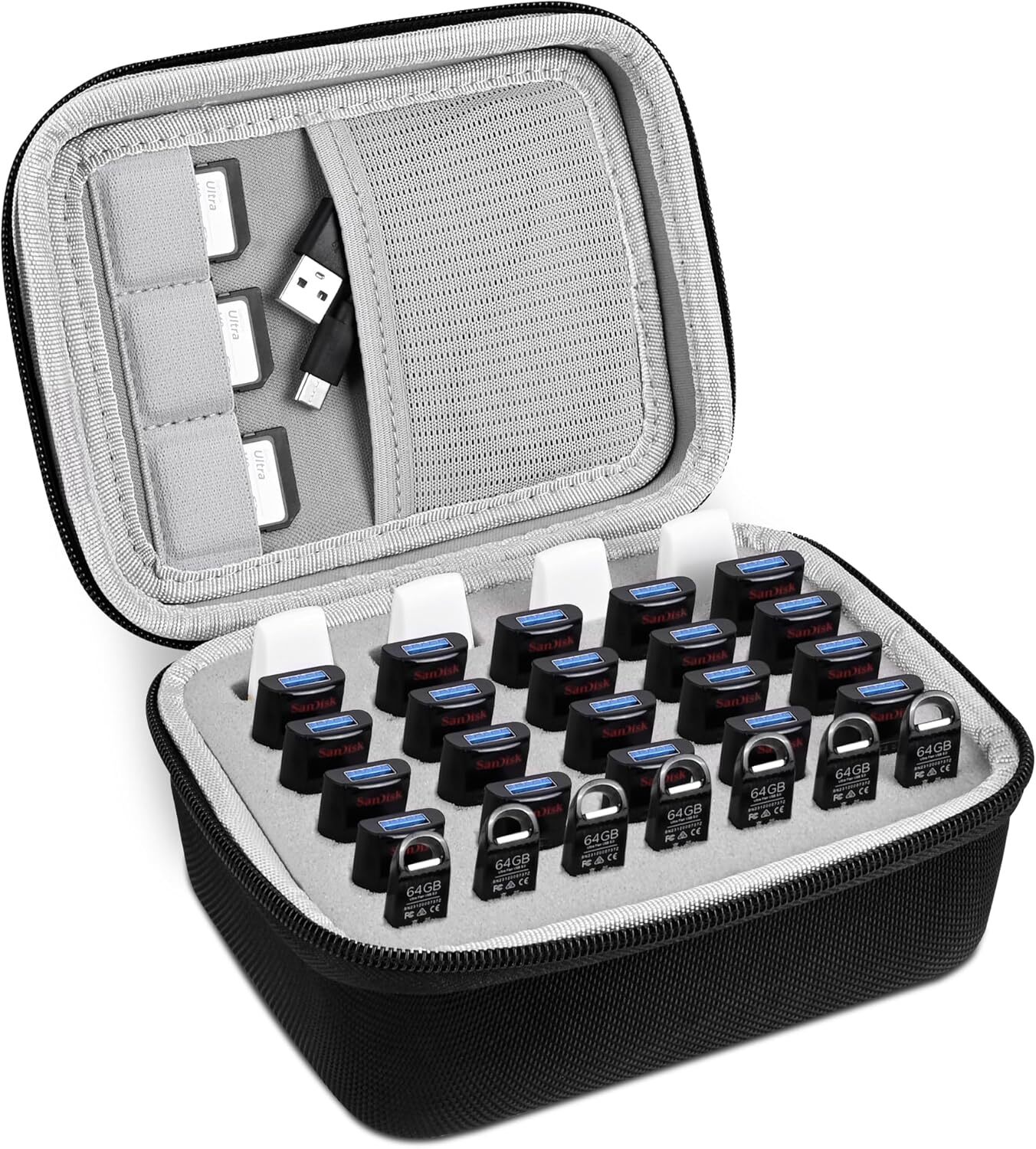 USB Flash Drive Storage Case, Case Fit 3 Sizes Thumb Drive, Hard USB...-image