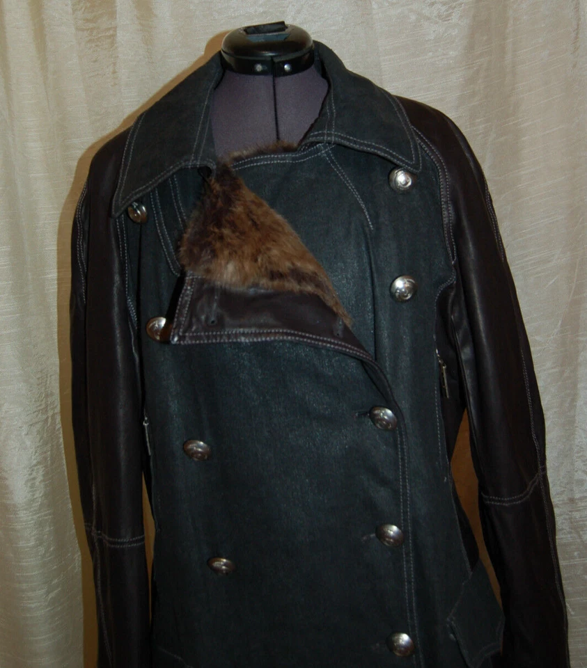 Christian Dior бутик женщин винтажное пальто размер США 12 холст кожаный мех подкладка - Изображение 2 из 4