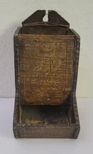 Antique Primative Weathered Wood Match Holder