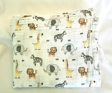 Modern Baby Safari Swaddle Blanket, Zebra/Lion/Giraffe/Elephant, 100 Cotton