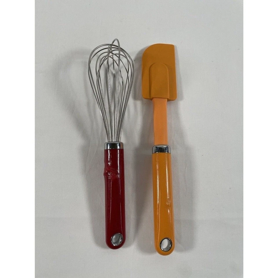 Lote de 2 Utensilios KitchenAid Batidor Utilitario Rojo y Espátula Naranja Punta Suave LEER Foto 4 de 4