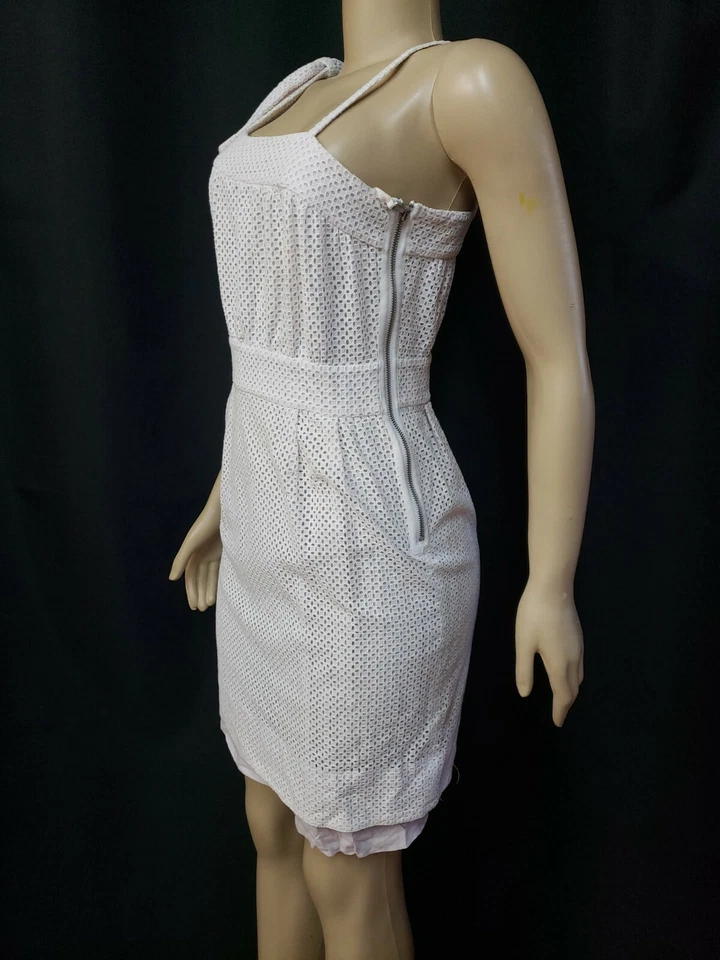 Vestido para mujer Marc By Marc Jacobs blanco ojales rosa lazo interior hombro talla 4 #W2 Foto 4 de 4