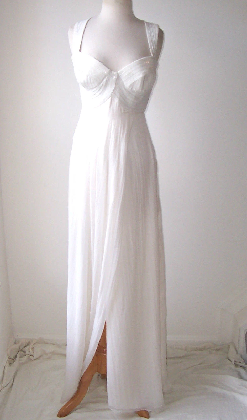 Versace — VERSACE Vintage Ivory Silk Chiffon Sequin Embellished Dress Gown 40 4