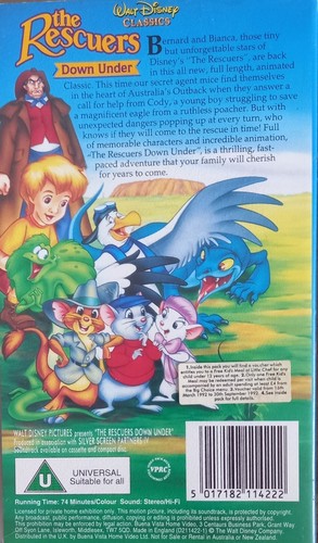 The Rescuers & The Rescuers Down Under 2 VHS Video Tapes - Picture 3 of 7