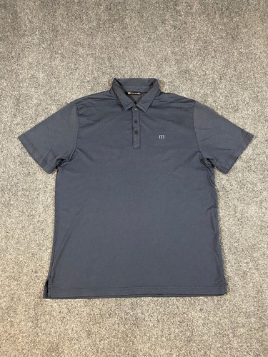 Travis Mathew Polo Shirt Mens XL Short Sleeve Golf Dark Blue Embroidered Logo