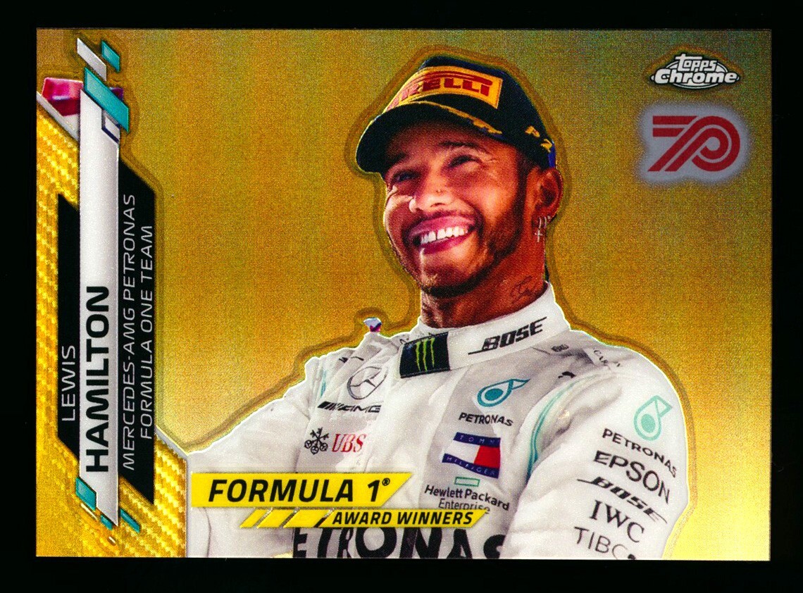 2020 TOPPS CHROME F1 #197 LEWIS HAMILTON RC 70TH GOLD REFRACTOR MERCEDES ROOKIE!