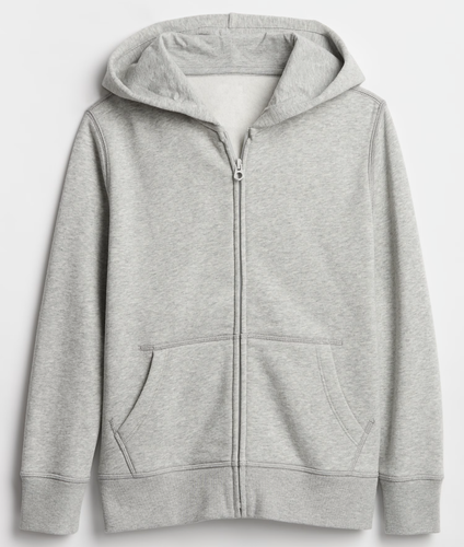 Gap Heather Gray Zip Cotton Hooded Long Sleeve Sweatshirt Hoodie Boy's Size 4-5